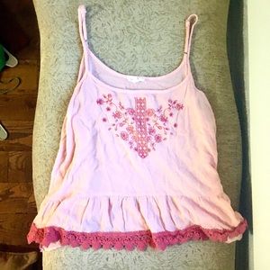 Pink spaghetti strap tank top